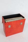 Collection of approx. 25 mixed LPs in a red carrying case