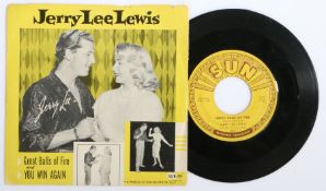 Jerry Lee Lewis - Great Balls Of Fire/You Win again 7" single (SUN 281). picture sleeve.