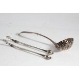 Pair of Georgge III silver scissor action sugar tongs, makers mark only IB, George III low mark