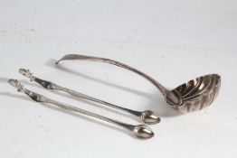 Pair of Georgge III silver scissor action sugar tongs, makers mark only IB, George III low mark