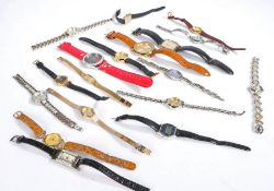 Collection of eighteen ladies wristwatches to include Accurist, Gucci Seiko etc (18)
