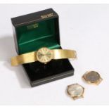 Rotary gentleman's gilt cased wristwatch, on a gilt mesh bracelet, with box, Bentina gilt cased