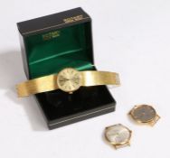 Rotary gentleman's gilt cased wristwatch, on a gilt mesh bracelet, with box, Bentina gilt cased