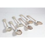 Set of six Victorian silver teaspoons, London 1868, maker H J Lias & Son, the shell pattern