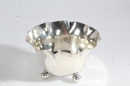 Victorian silver sugar bowl, London 1900, maker Henry Wilkinson & Co. with wavy beaded rim, raised