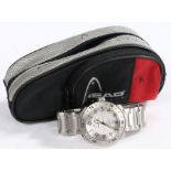 Head 100m stainless steel gentleman's wristwatch, the signed white dial with central crosshairs,