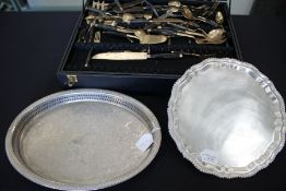 Garrard & Co Regent Plate salver with gadrooned border, raised on three scrolled feet, oval plated