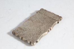 Edward VII silver card case, Birmingham 1907, makers mark rubbed, the foliate and scroll engraved