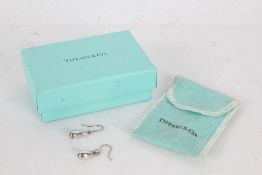 Pair of Tiffany & Co earrings, the drops in the form of pears, housed within a Tiffany & Co bag