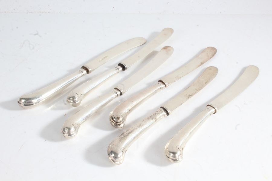Set of Six Victorian silver butter knives, Sheffield 1896, maker Harrison Brothers & Howson, with