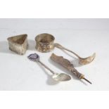 Silver, various dates and makers, to include two napkin rings, sifter spoon, fish knife blade,