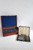 Cased set of six George V silver handled tea knives, Sheffield 1933, maker James Dixon & Sons, set