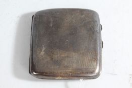 George V silver cigarette case, Birmingham 1927, maker Mappin & Webb, of slightly curved form with