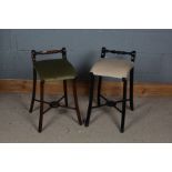 Two 19th/20th century music chairs/stools, one mahogany example with a turned handle to the back and