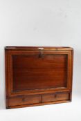 20th century oak and inlaid table top writing box/cabinet, the rectangualr top above a drop down