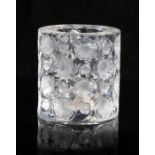 Rene Lalique glass shell vase, of cylindrical form with embossed shell and roundel decoration,