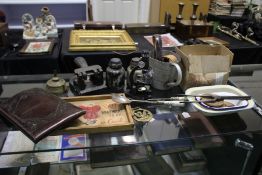 collection of various works of art to include sea shells, metal ware etc housed within two boxes (