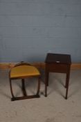 20th century dressing table stool with an upholstered drop in seat together with a 20th century