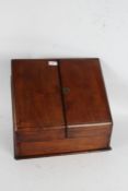 Victorian mahogany stationary box, baring the label W. H. Travers, the sloping front with a pair