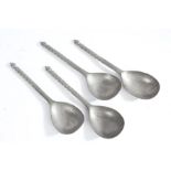 Four pewter spoons, with twisted stems, touch marks to back of bowl (4)