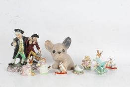 Three Beswick Beatrix potter figures, to include Peter Rabbit, Ribby and Hunca Munca Sweeping, a