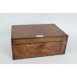 Victorian walnut and inlaid box, the rectangular top set with banded inlaid opening to reveal a