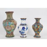 Chinese cloisonne vase, with waisted neck above a bulbous body decorated with butterflies and