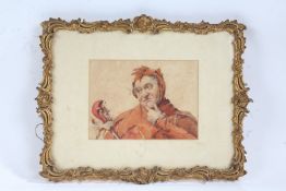 (19th century)  Jester signed and dated (lower right) watercolour, 15.5 x 22cm (6 1/8 x 8 5/8in)