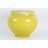 Vibrant Chinese style yellow jardiniere of bulbous form, 25cm high