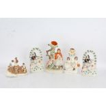 Five various Victorian Staffordshire figures, to include Little Red Riding Hood (5)