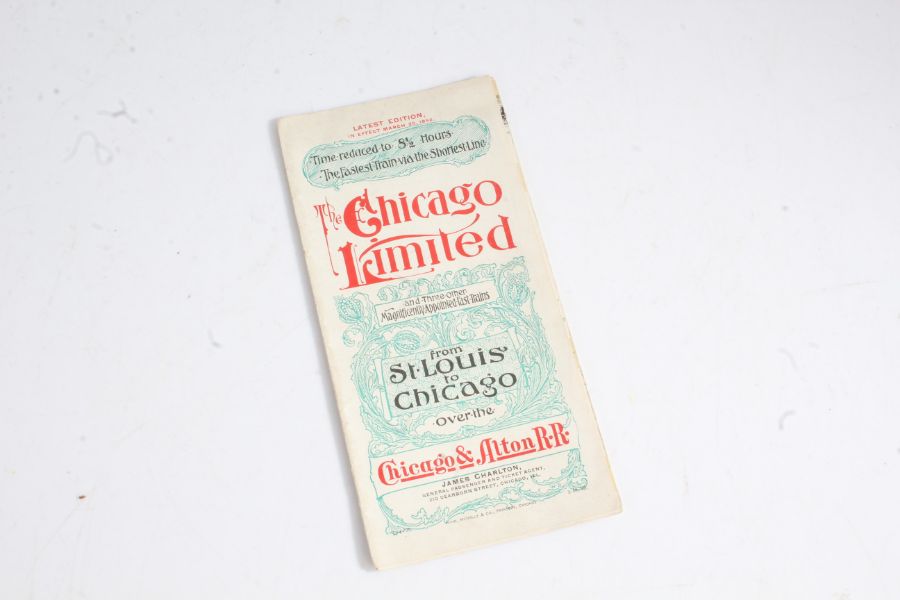 The Chicago Limited 6 fold brochure dated 1892, advertising Express Day train from St Louis To
