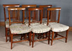 Set of six 19th century mahogany rail back dining chairs, with square tapering legs and later