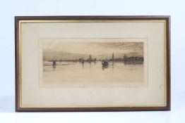 Wilfred Ball, "Venice", signed Wilfred Ball (lower left), black and white etching, 19 x 44cm