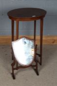 Edwardian mahogany oval two tier side table (AF), 70cm tall, together with a George III style