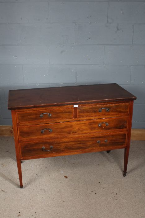 20th century mahogany chest of two short and two long drawers, the rectangular top above four - Image 2 of 2