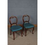 Pair of Victorian mahogany ballon back style chairs, the back decorated with floral supports, 85cm