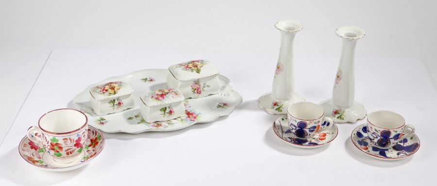 MZ Altrohlau CMR Czechoslovakia porcelain dressing table set, together with two cups and saucer