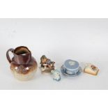 Collection of ceramics, to include a Harvest ware jug, Goebel figure, two pieces of Wedgwood