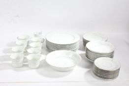 Collection of Platinum Rose patterned dinner and tea ware, comprising eight each dinner and side