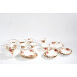 Royal Albert Old Country Roses pattern tea service, consisting of six tea cups, saucers and side