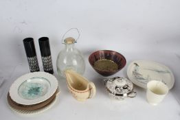 A collection of mixed ceramics to include a Wedgwood cup and saucer in the form of a shell, studio