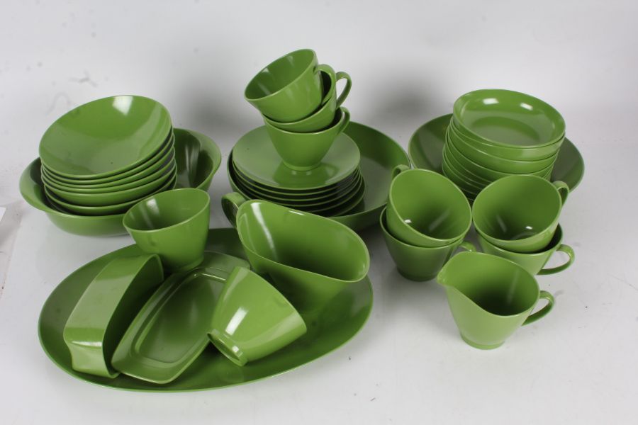 A collection of mid 20th century melamine bakelite diinner service