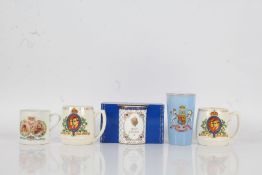 Four coronation mugs together with a coronation glass (5)