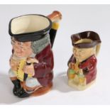 Royal Doulton Toby jug, "Jolly Toby, 16cm high, and a miniature Toby jug, by Wood & Sons, 11cm