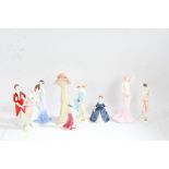 A collection of various porcelain figurines to include Coalport ladies of fashion Alice, Coalport