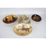 Two Royal Doulton 'Poplars at Sunset' bowls, together with a Royal Doulton 'Gaffers' square dish,
