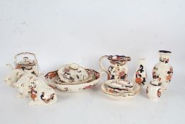Collection of Mason's 'Mandalay' ceramics, to include a pair of tigers, chamberstick, teapot,
