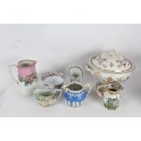 Collection of ceramics to include a large polychrome transfer printed soup tureen and cover,