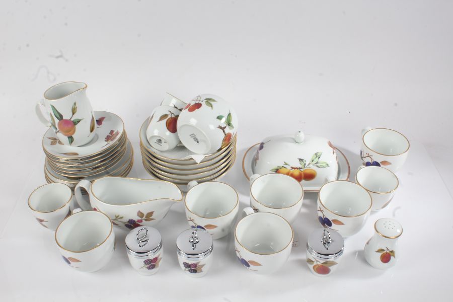 Royal Worcester Evesham porcelain ware, to include six dinner plates, six soup bowls, butter dish,