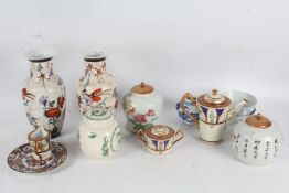 Collection of Chinese and Japanese ceramics, to include a pair of vases each decorated with birds